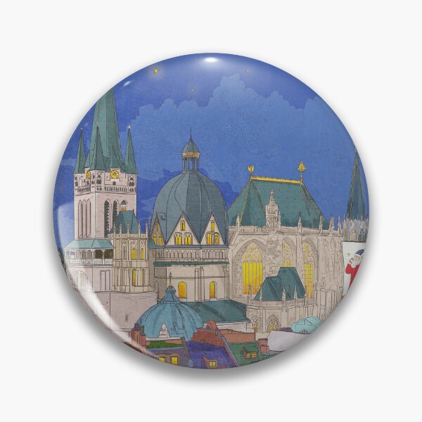 Item preview, Aachen Germany Christmas Eve Cityscape Whimsical Art designed and sold by Wall-Art-Sketch.