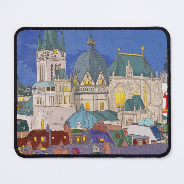 Item preview, Aachen Germany Christmas Eve Cityscape Whimsical Art designed and sold by Wall-Art-Sketch.