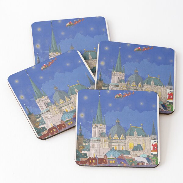 Item preview, Aachen Germany Christmas Eve Cityscape Whimsical Art designed and sold by Wall-Art-Sketch.