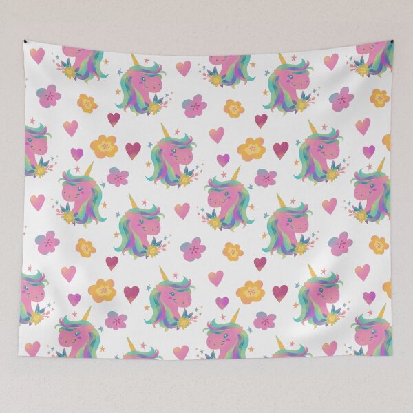 Item preview, Pink unicorn floral print designed and sold by pinkyfish1010.