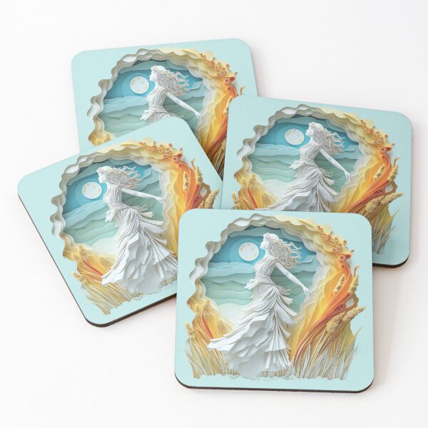 Item preview, Feminine Virgo In A Dreamy Seaside Landscape - Quilled Paper Artwork designed and sold by Food Lover Art.