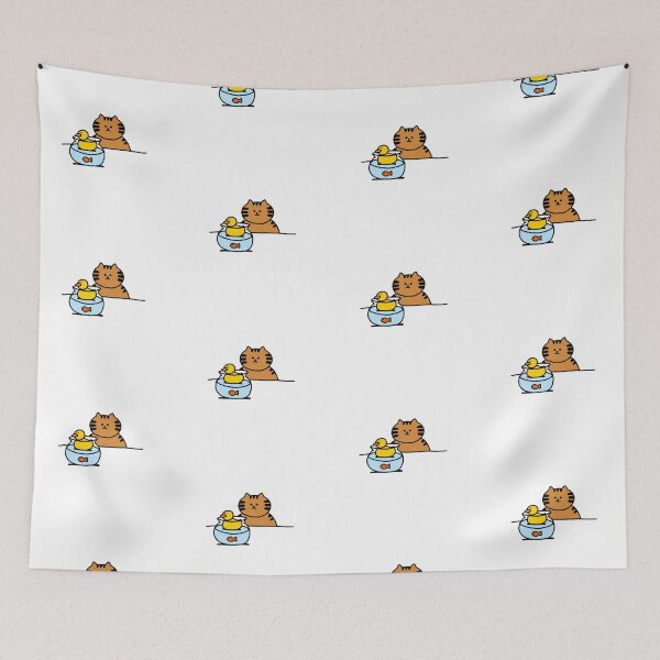 Item preview, a Cat and a Duck on the water of a fishbowl designed and sold by superbaechoo.
