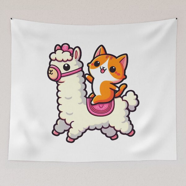 Item preview, Cute cat riding llama designed and sold by Ingridpd.
