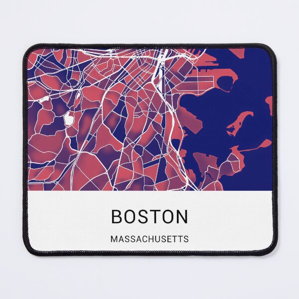 Item preview, Boston Massachusetts Named City Map - Red-Blue Duotone designed and sold by StylishStacks.