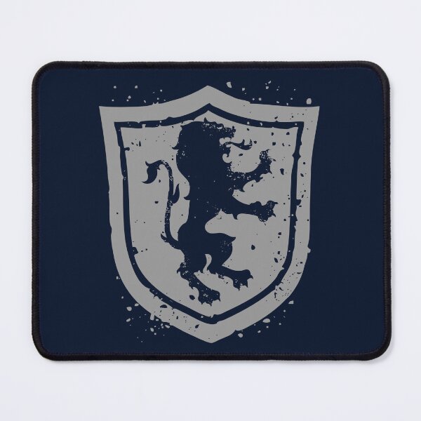 Item preview, Heraldic lion standing on hind legs on an English triangular shield with two tipped arcs at the head designed and sold by VugArtShop.