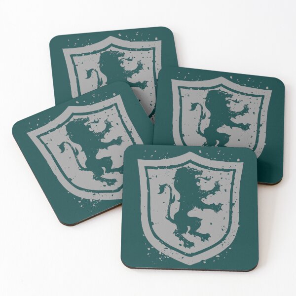 Item preview, Heraldic lion standing on hind legs on an English triangular shield with two tipped arcs at the head designed and sold by VugArtShop.