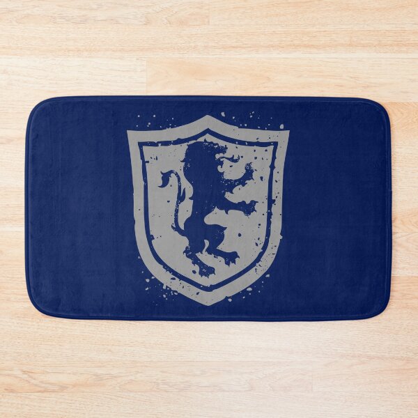 Item preview, Heraldic lion standing on hind legs on an English triangular shield with two tipped arcs at the head designed and sold by VugArtShop.