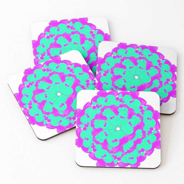 Item preview, Hand-painted Watercolor Purple and Green Hearts - Radial Pattern designed and sold by Victoria Rose.