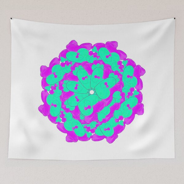 Item preview, Hand-painted Watercolor Purple and Green Hearts - Radial Pattern designed and sold by Victoria Rose.