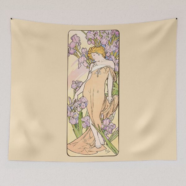 Artikelvorschau, Die Blumen – Nelke, von Alphonse Mucha. HOCHAUFLÖSEND entworfen und verkauft von MINDTHECHERRY.