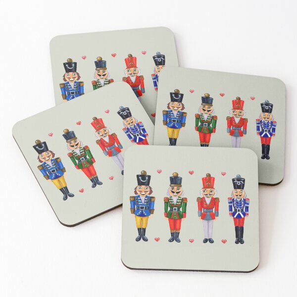 Item preview, Four Funny Nutcrackers (Olive Sprig Background) designed and sold by Colette van der Wal.