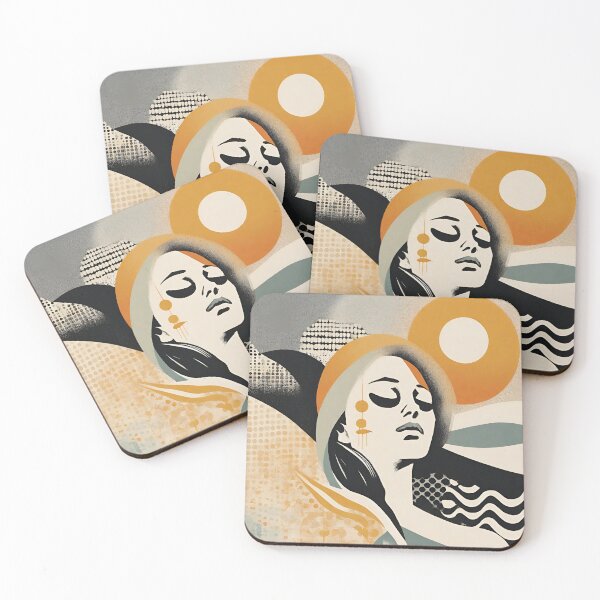 Item preview, Radiant Harmony: Girl and Sun Abstract Art designed and sold by PatternXS.