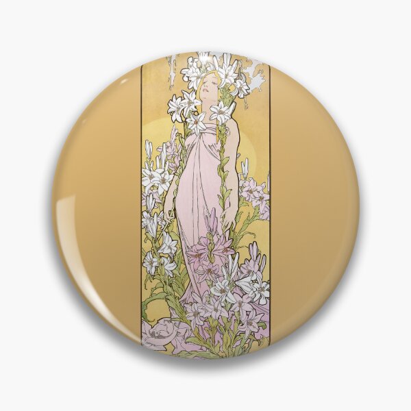 Artikelvorschau, Die Blumen, Lilie, von Alphonse Mucha. HOCHAUFLÖSEND entworfen und verkauft von MINDTHECHERRY.