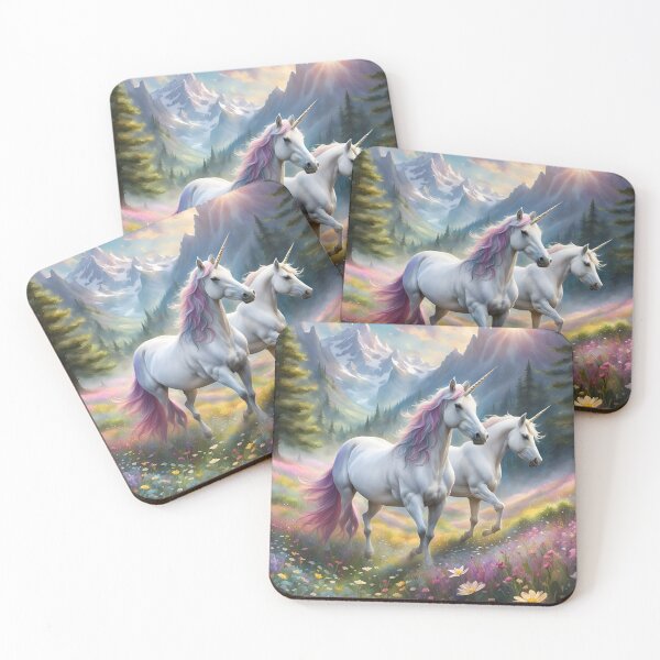 Item preview, Two magical unicorns wander through a beautiful wildflower meadow! designed and sold by Zen-Hues.