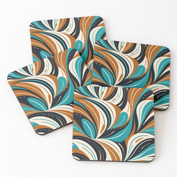Item preview, Mid Century Modern Abstract Botanical Turquoise, Ginger Brown  designed and sold by Prints and Lifestyle.