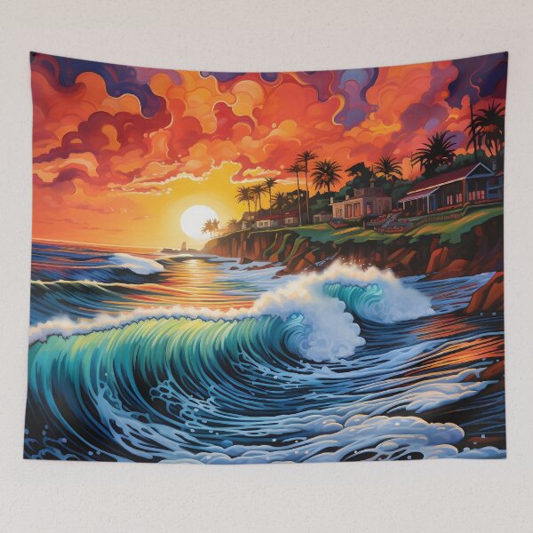 Item preview, Colorful Pacific Coast seascape print designed and sold by dcrc.