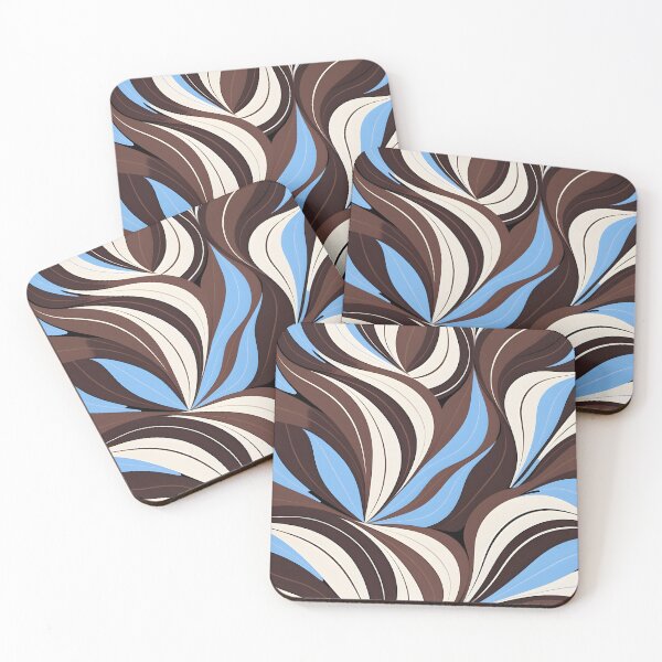 Item preview, Mid Century Modern Abstract Botanical Chocolate Brown, Sky Blue designed and sold by Prints and Lifestyle.