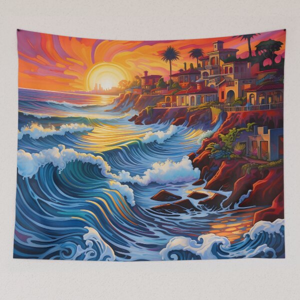 Item preview, colorful pacific coast seascape print designed and sold by dcrc.