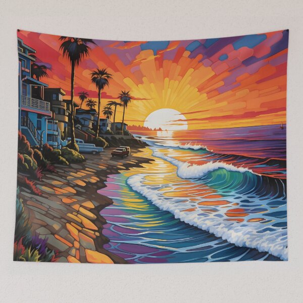 Item preview, Colorful Pacific Coast seascape print designed and sold by dcrc.