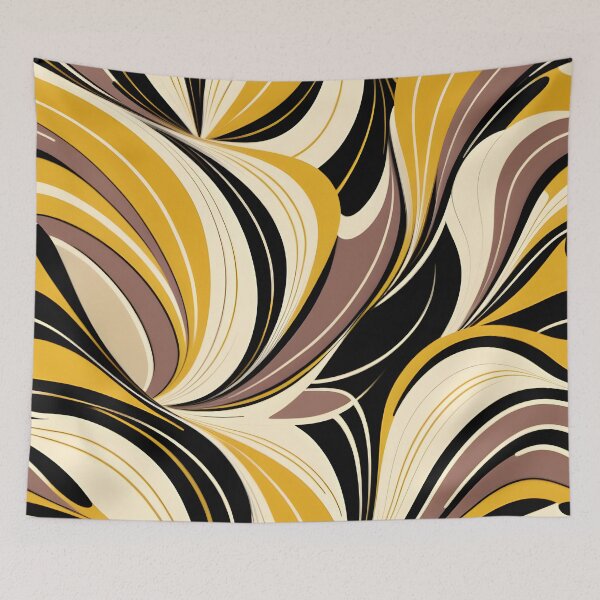 Item preview, Mid Century Modern  Abstract Botanical Chocolate Brown, Yellow designed and sold by Prints and Lifestyle.