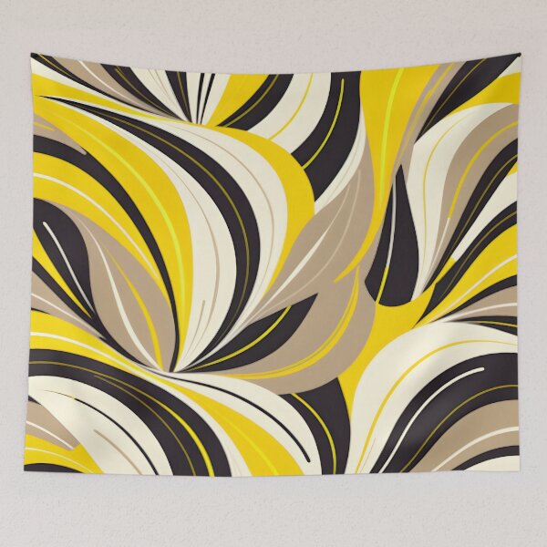 Item preview, Mid Century Modern Abstract Botanical Beige, Black , Yellow designed and sold by Prints and Lifestyle.