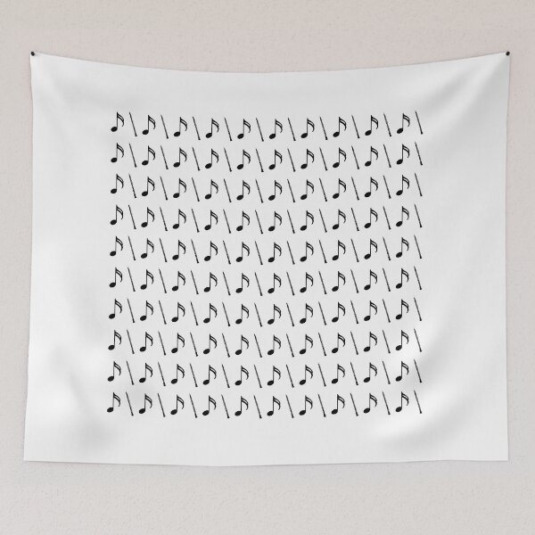 Item preview, Oboes and eighth notes in a geometric repeated tiled pattern - small designed and sold by ElegantTeaTime.