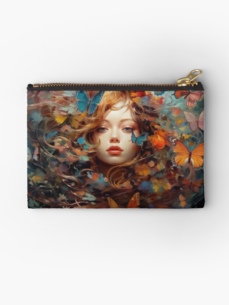 Thumbnail 1 of 4, Zipper Pouch, butterfly girl designed and sold by shinypeace.