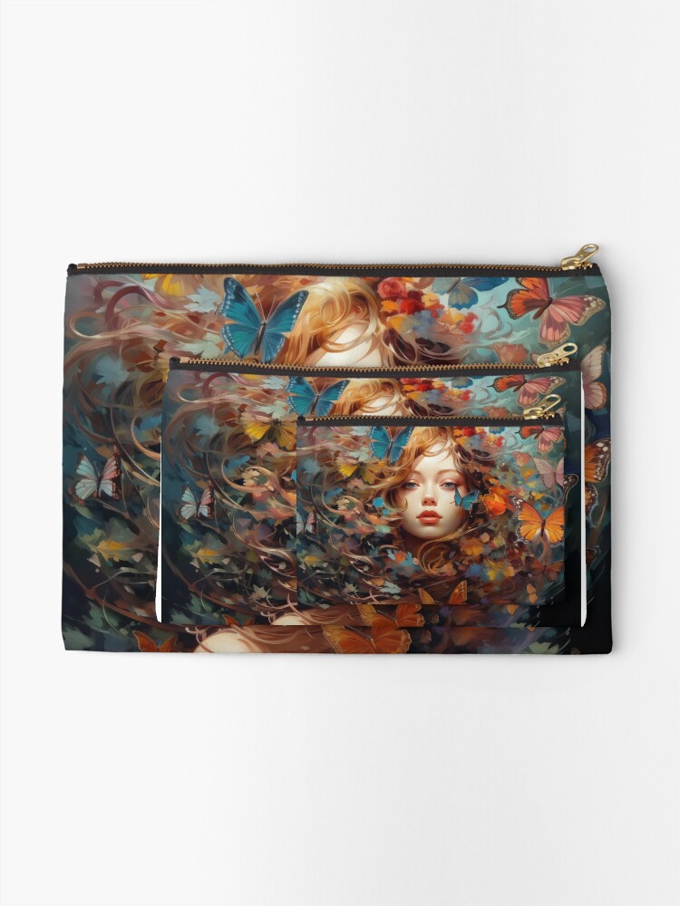 Thumbnail 2 of 4, Zipper Pouch, butterfly girl designed and sold by shinypeace.