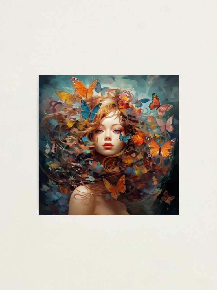 Thumbnail 2 of 3, Photographic Print, butterfly girl designed and sold by shinypeace.