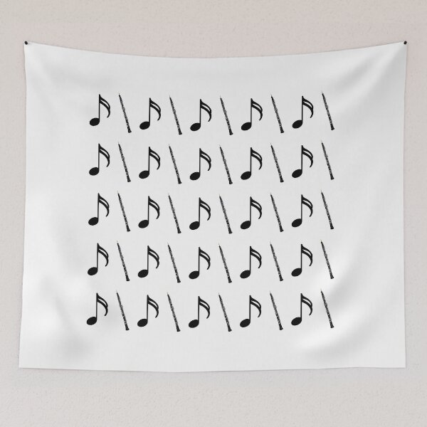 Item preview, Oboes and eighth notes in a geometric repeated tiled pattern - medium designed and sold by ElegantTeaTime.