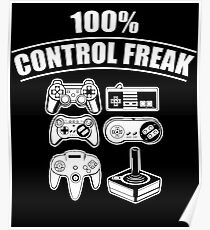 100% Control Freak Retro Vintage Video Game Controllers Poster