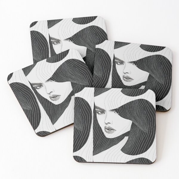 Item preview, High Fashion Artwork  - Hand drawn Fashion Pattern - Greyscale - Black and White - Woman designed and sold by KertuCreates.