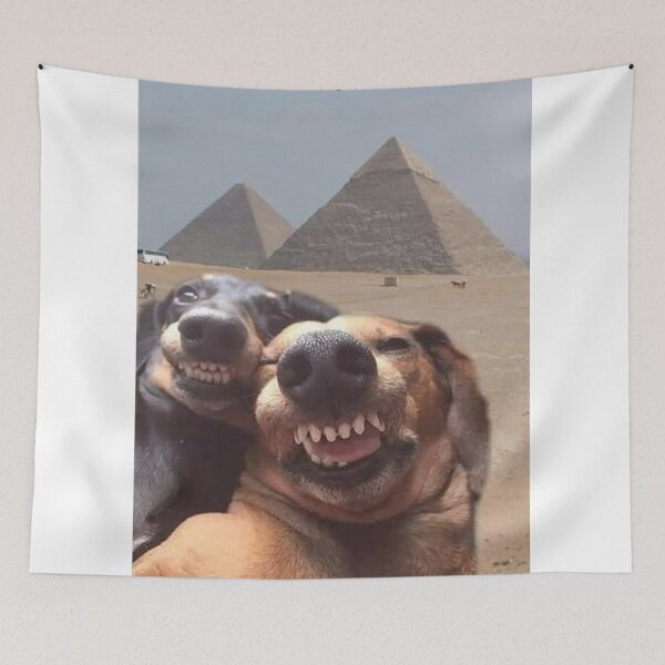 Item preview, couple doggy doing selfie in Egypt designed and sold by Felinefinesse.