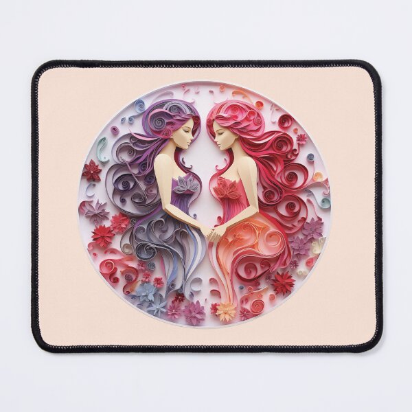Item preview, Gemini Twins - Purple and Pink - Quilled Paper Artwork designed and sold by Food Lover Art.