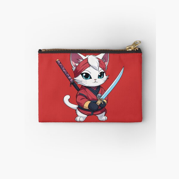 Item preview, White ninja cat in cute red ninja outfit designed and sold by Unlimited-Store.