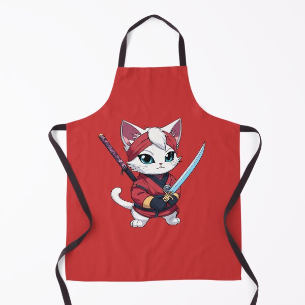 Item preview, White ninja cat in cute red ninja outfit designed and sold by Unlimited-Store.