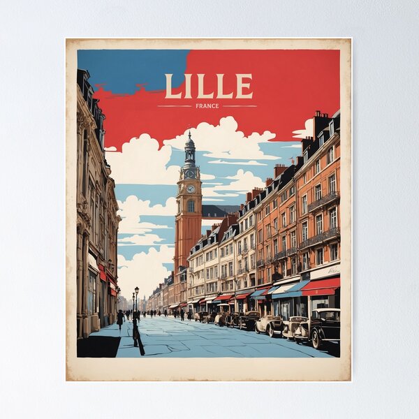 Aperçu de l'œuvre Lille France Vintage Affiche Tourisme créée et vendue par TravelersGems.