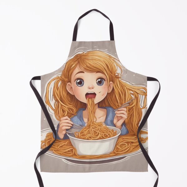 Item preview, Cute Girl Eating Spaghetti Sticker, Girl Eating Spaghetti Sticker, Cute Anime Girl Eating Spaghetti Sticker, Cute Kawaii Girl Eating Spaghetti designed and sold by Footy Frenzy.