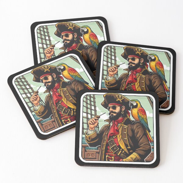 Item preview, Cool Pirate Captain With Parrot and Sunglasses designed and sold by KayaJD.