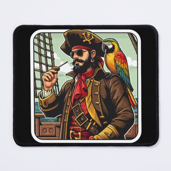 Item preview, Cool Pirate Captain With Parrot and Sunglasses designed and sold by KayaJD.