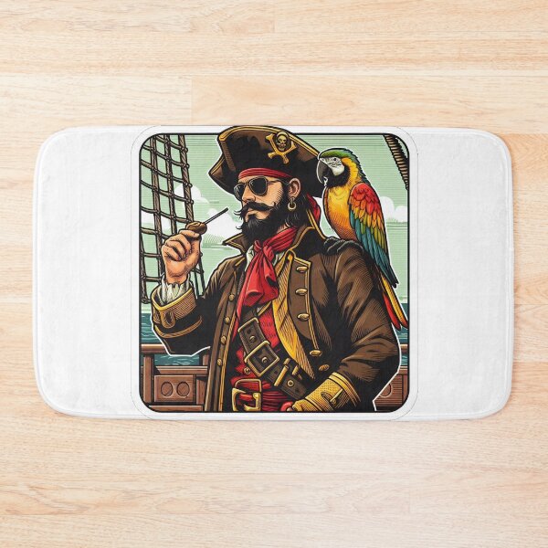 Item preview, Cool Pirate Captain With Parrot and Sunglasses designed and sold by KayaJD.