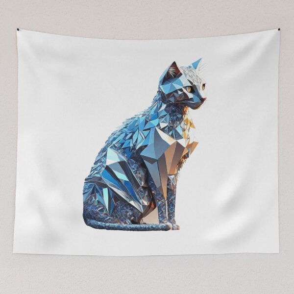 Item preview, Unreal cat made of pieces of crystals designed and sold by BlueGoldArt.