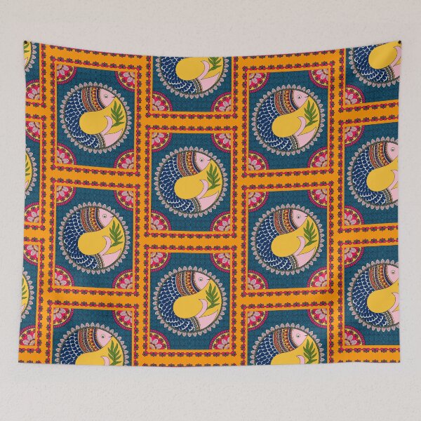 Item preview, Floral Fins: Madhubani Art designed and sold by ArtologyNamah.
