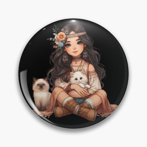 Item preview, Boho Girl and Cat Cottagecore Plants and Cute Kitten Cat Mama Cat Lover designed and sold by ShoniwDesigns.