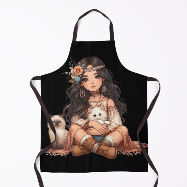 Item preview, Boho Girl and Cat Cottagecore Plants and Cute Kitten Cat Mama Cat Lover designed and sold by ShoniwDesigns.