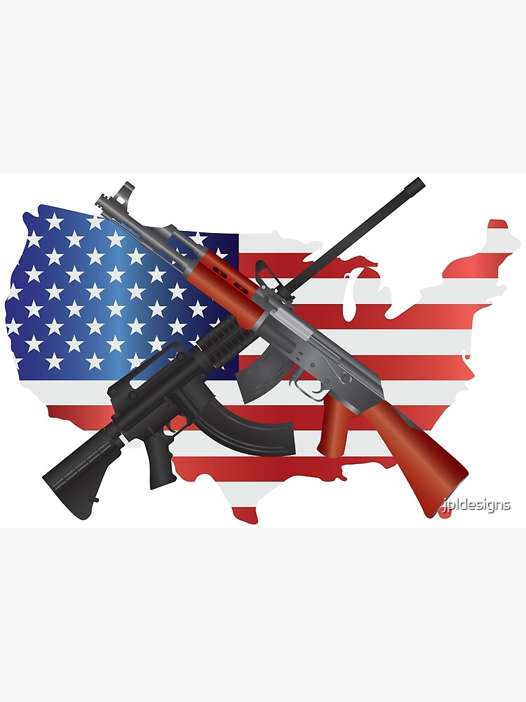 Poster for Sale avec l'œuvre « Drapeau de fusil AK-47 d'arme » de