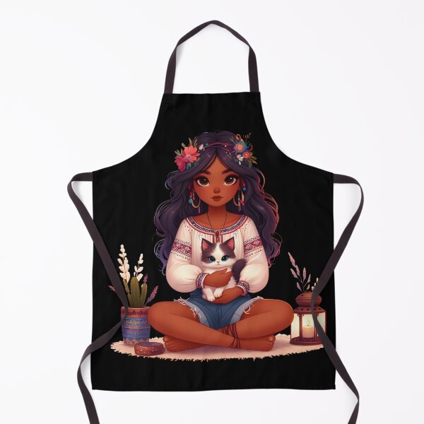 Item preview, Boho Girl and Cat Cottagecore Plants and Cute Kitten Cat Mama Cat Lover designed and sold by ShoniwDesigns.