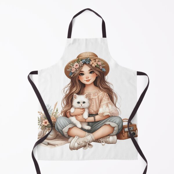 Item preview, Boho Girl and Cat Cottagecore Plants and Cute Kitten Cat Mama Cat Lover designed and sold by ShoniwDesigns.