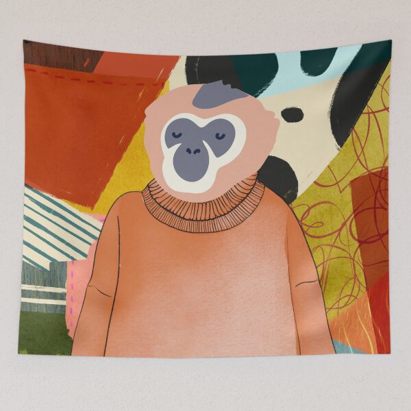 Item preview, Gibbon in sweater designed and sold by GasconyPassion.
