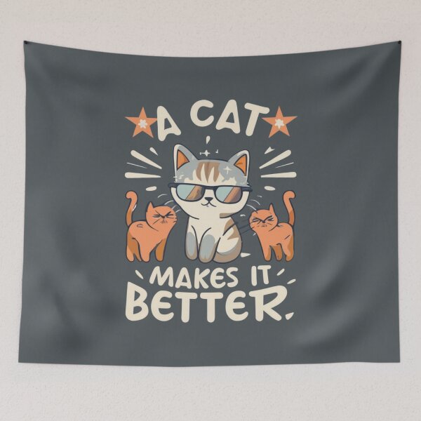 Item preview, A cat makes it better	 designed and sold by BlueGoldArt.